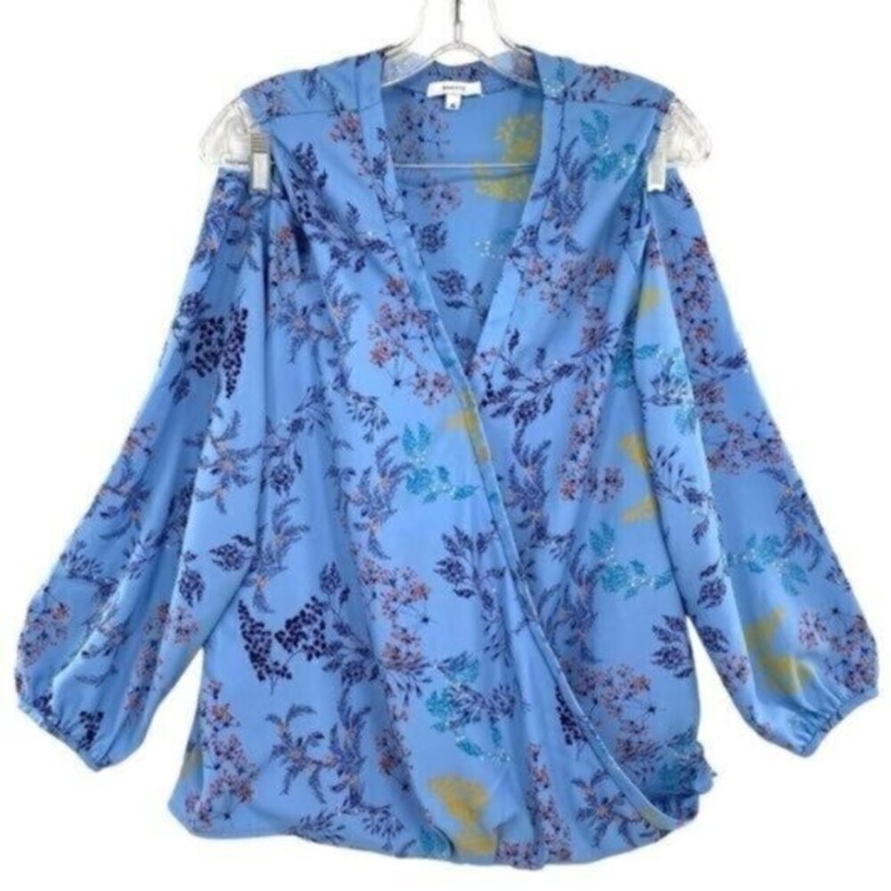 Maette by Stella & Dot Cold Shoulder Floral Print Wrap Blouse
